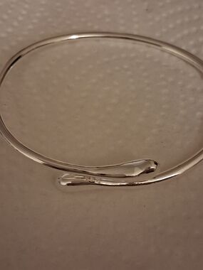 Minimal Open Cuff Bracelet in Polished Silver Tone